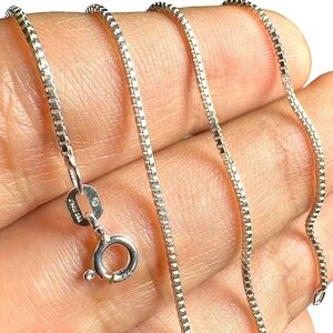 Beautiful Sterling Silver Box Chain Bracelet 1mm 925 Italy Fine Jewelry Rhodium